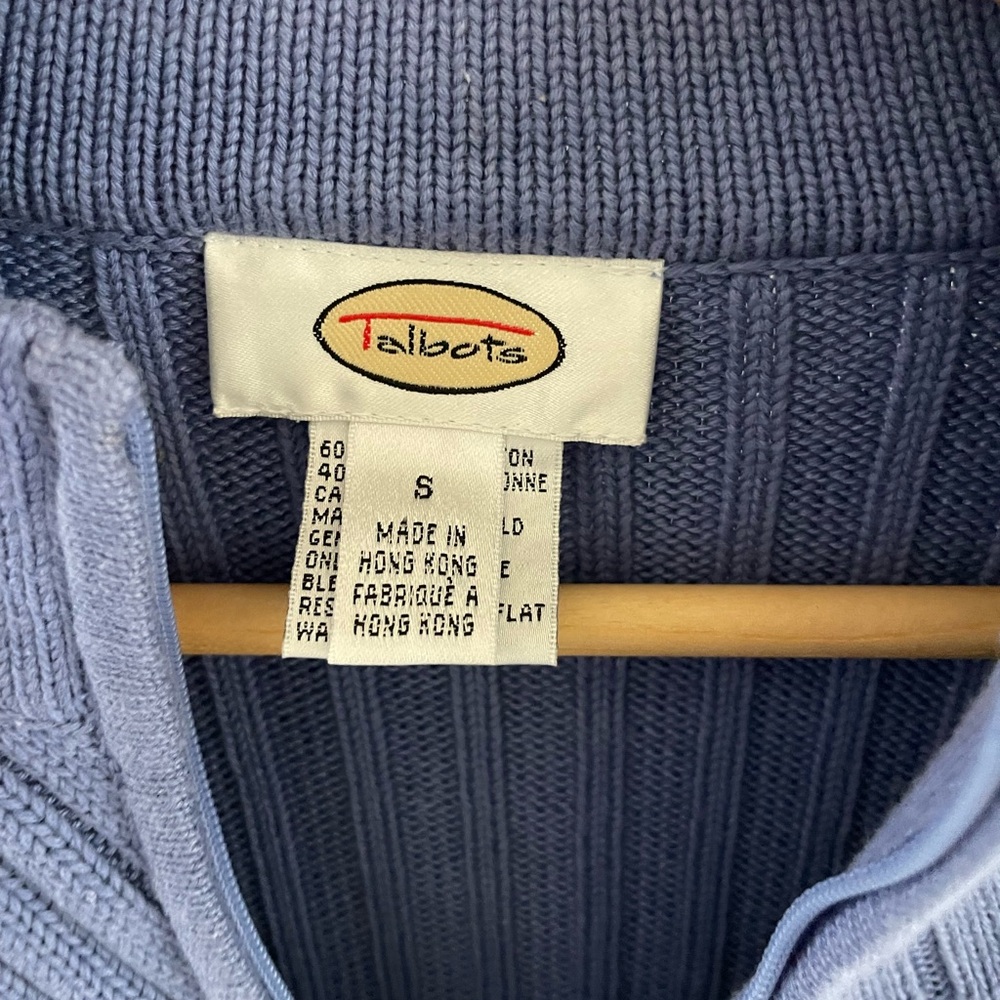 Talbots Purple/Blue Zip-Up Textured Sweater - Picture 4 of 5